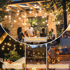 LED Outdoor String Lights with 20 Shatterproof Edison Bulbs, 39.4FT Commercial Grade Patio Lights, Replaceable Wick Outside Hanging Lights Waterproof for Porch, Deck, Garden, Backyard 2700K