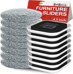 New Upgrade Furniture Movers Sliders, 8+8 Pack 4.3" Multi-Surface Furniture Sliders with Groove Design, 8PCS Moving Pads and 8 Hardwood Socks, Protect Floor and Easily Move Furniture