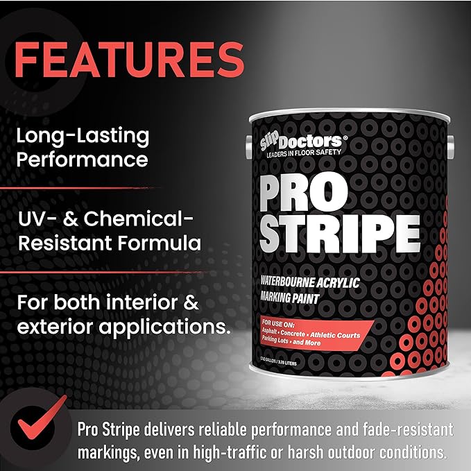 Pro Stripe Line Marking Paint – Courts, Parking Lots & Surface Restoration - (White, 1 Gallon)