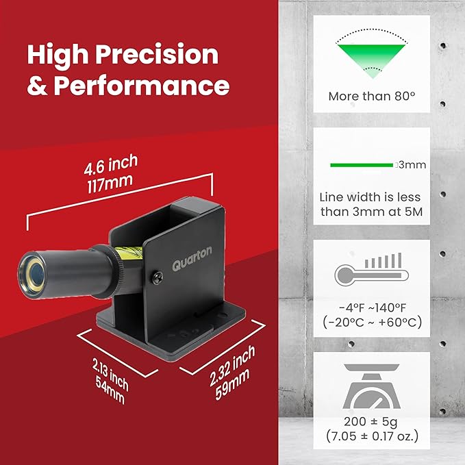 ML-300 Green Crosshairs Laser Line Generator for Indoor & Outdoor Large-Scale Cutting, Alignment, Construction, Module Projector, Waterproof, Type-C Charging, Magnetic Base, Class 1 product