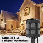 TiFFCOFiO Outdoor Power Stake Timer, 100FT Remote Control, Dusk to Dawn Christmas Light Timer, 6FT Extension Cord Waterproof, 6 Grounded Outlets for Outdoor Christmas Decorations, ETL Listed