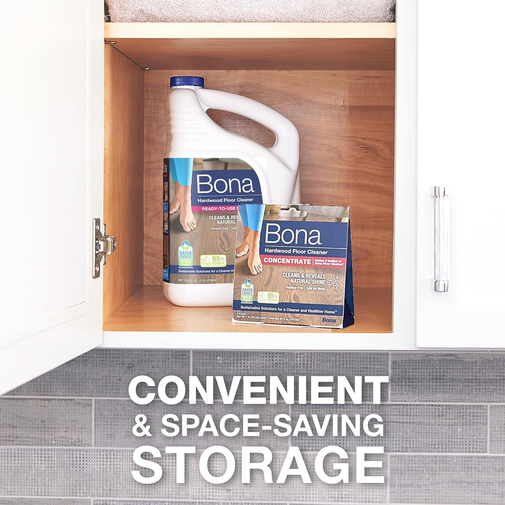 Bona Hardwood Floor Cleaner Concentrate - 1 fl oz - 4-Pack - Residue-Free Floor Cleaning Solution for Bona Spray Mop and Spray Bottle Refill - For Wood Floors