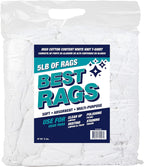 Arkwright W43 Cotton Tshirt Rags - 5 lb Bag - Soft Lint Free Cloths for Cleaning, Streak & Scratch-Free, Professional Grade Wiping Towels for Polishing, Painting, and Staining, White