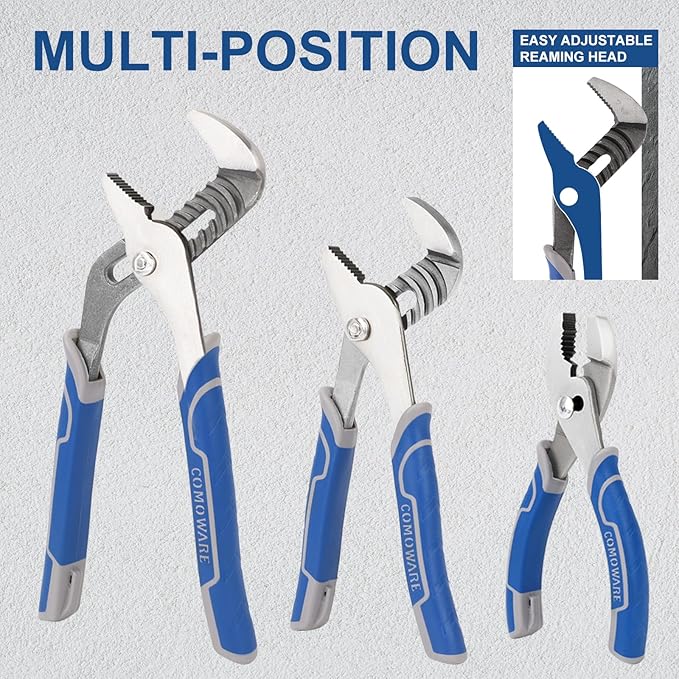 COMOWARE 7Pcs Pliers Tool Set, Mechanic Pliers with Rolling Pouch, including Groove Joint Long Nose Slip Joint Diagonal & Wire Plier for Home DIY Craft Projects Basic Repairs