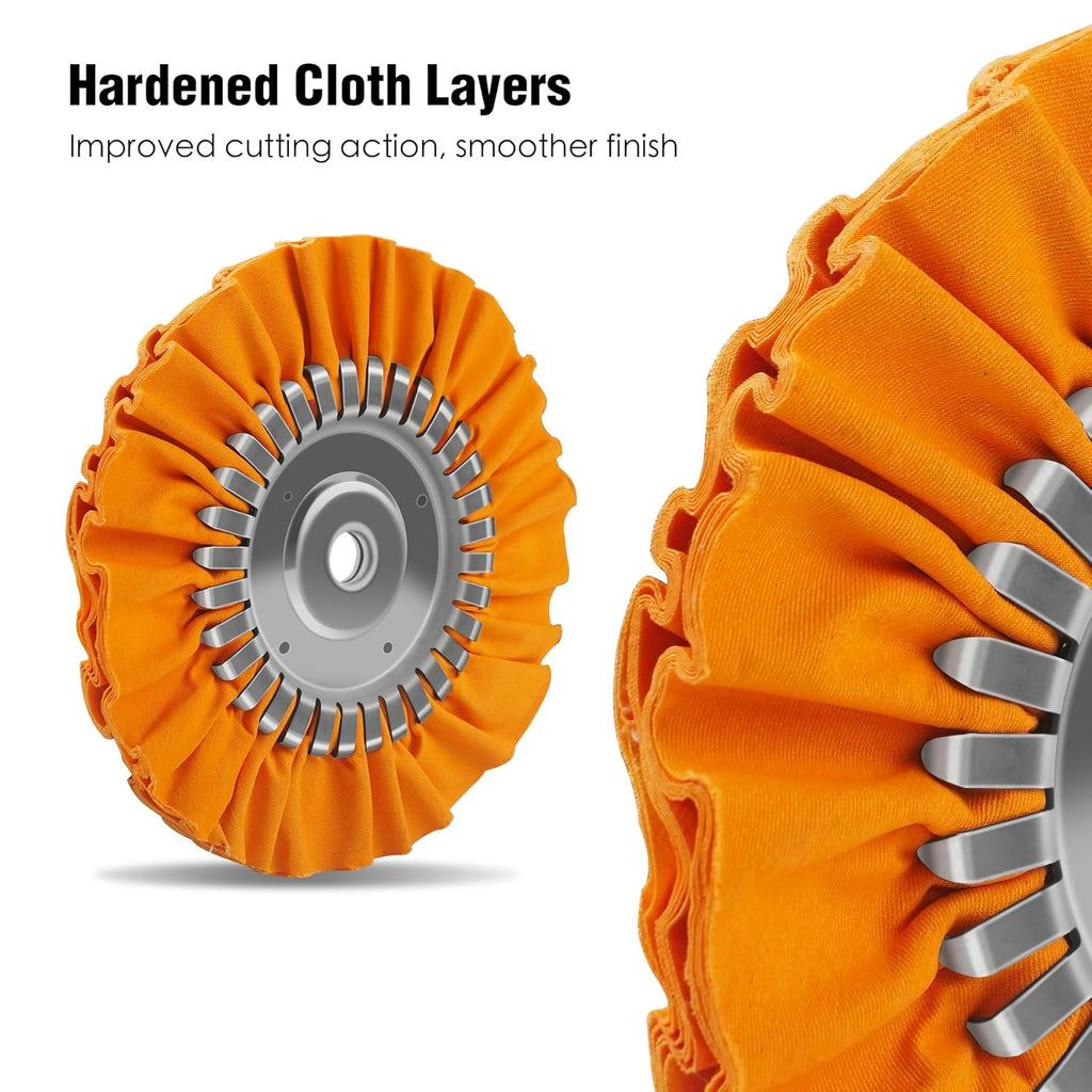 2PCS 8" Airway Buffing Wheel with 5/8" Arbor Flange-Free Hub，Orange Buffing Wheels for Angle Grinder, All-Purpose Polishing Wheels for Aluminum Wheels Stainless Steel and Metal Finishing