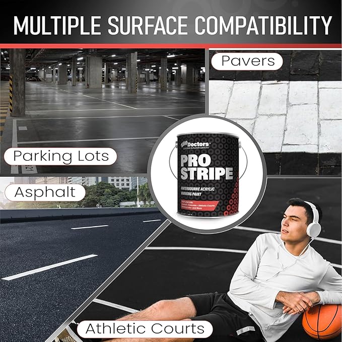 Pro Stripe Line Marking Paint – Courts, Parking Lots & Surface Restoration - (White, 1 Quart)