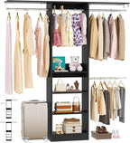 48" Small Closet Organizer, 4FT Closet System for Small Closets with 4 Hanging Rods & 3 Shelves, 80"H Small Closet Organizers and Storage for Bedrooms, Cloakrooms, Black