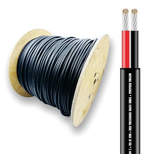National Wire&Cable - 10/2 Tinned Copper Professional Wire (1000 Feet) 10 AWG Gauge Stranded PVC Cord - 2 Conductor Electrical Wire - Made in USA - CL Rated/ETL Listed - Automotive, Low Voltage Cable