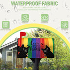 Rainbow Gay Pride Magnetic Mailbox Covers Large Size 21 x 25.5 Inch Black Cat Love Always Wins Mailbox Post Cover Oversized LGBTQ Letter Box Wraps Waterproof Garden Yard Home Decor for Outside