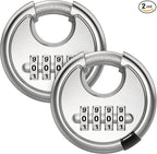 Puroma Combination Lock, Stainless Steel Disc Padlock with Hardened Steel Shackle, Keyless Heavy Duty Combo Lock for Outdoor Sheds Fence, Gate Hasps, Storage Unit, School Gym Locker (2 Pack, ‎Silver)