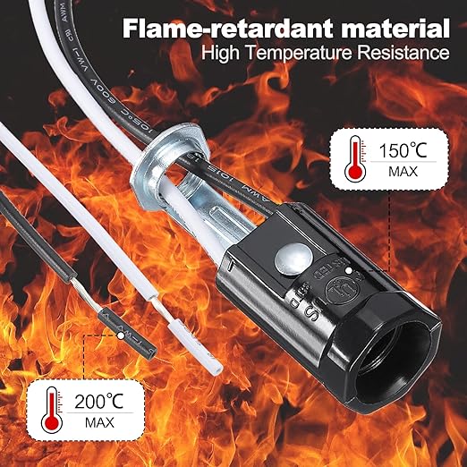 PATIKIL Candelabra Base Lamp Holder Light Socket, 10pcs UL Listed Keyless E12 Bulb Socket with 9.8" Wire Leads for E12 Incandescent LED Light Bulbs, 2.1" Tall