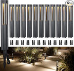 LEONLITE 12-Pack Low Voltage Path Lights, 3W LED Landscape Pathway Lights, Outdoor Landscape Lighting for Driveway, Garden, Aluminum, 12-24V AC/DC, ETL Listed, IP65 Waterproof, 3000K Warm White, Black