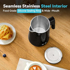 Seehot® 850ml Small Electric Kettle Temperature Control,800W Double Wall Electric Tea Kettle of 304 Stainless Steel,5 Temp Presets,Hot Water Kettle Electric,Auto Shut Off for Tea and Coffee-Black