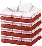 Nialnant 8 Pack Dish Cloths for Washing Dishes, 100% Cotton Reusable Cleaning Rag, Quick Drying Dish Towels for Kitchen,12x12 Inches, Red