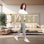 5 Step Ladder Adult Portable Folding Step Stool, Folding Aluminum Step Ladder with Double Padded Treads, Step Ladder with Handle for Home, Kitchen, Outdoor, 330 lb - Champagne Gold