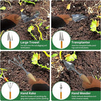 Gardening Tools 20-Piece Heavy Duty Garden Hand Tools Stainless Steel Ergonomic Rust-Proof Garden Tool Set - with Fashion and Durable Garden Tools Storage Bag - Ideal Gardening Gifts for Women