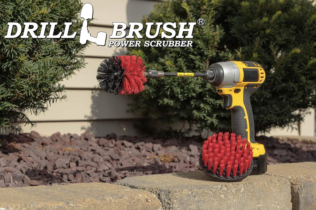 Cleaning Kit with Extension - Outside Patio and Deck Brush - Rust Tool Remover Brush - Concrete Swimming Pools Cleaner - Garden Fountain Brush Cleaner - Monuments and Headstones Restoration Brushes