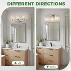 DORESshop 17 Inch Bathroom Light Fixtures, 3-Light Chrome Bathroom Lighting Fixtures Over Mirror with Clear Glass Shade, Vanity Lights for Living Room Bedroom