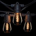 Hometown Evolution, Inc. E26 Commercial String Lights with 16 Gauge Wire (50 Foot 25 Socket, S14 Zig Zag Edison 11 Watt Bulbs)