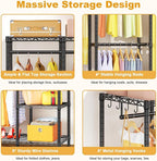 Ulif H50 Extra Large Clothes Rack, Heavy Duty Garment Rack, Freestanding Portable Closet, Clothing Racks for Hanging Clothes, Wardrobe Closet 89.8'' W x 15.8" D x 76.4" H, Max Load 1400 Lbs, Black