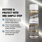 Zenex ZenaSheen H20 Stainless Steel Polish - Professional-grade Water-based Metal Cleaner, Polish & Protectant | Remove Grime & Restore Shine | Stainless Steel, Chrome, Brass & More | 16 oz (2 Pack)