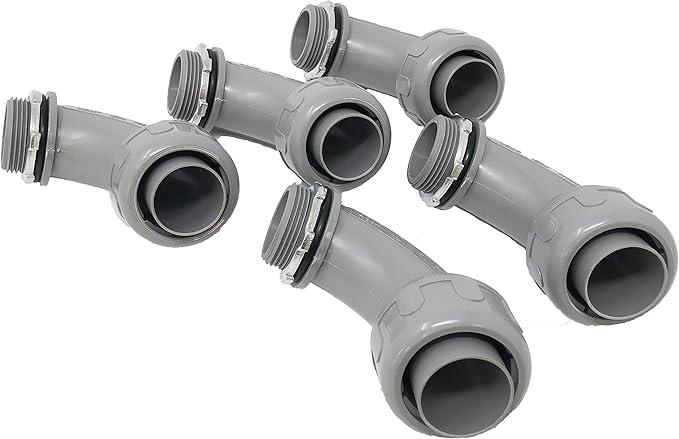 Sealproof 1-1/4-Inch 5 Pack Non-Metallic Liquid-Tight 90-Degree Conduit Connector Fitting, 1-1/4" Dia 5-Pack