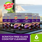Scotch-Brite Glass Cooktop Pads, Scratch-Free & Non-Abrasive Scrubbers for Glass or Ceramic Stovetops, Cleans Burnt-On Messes with Just Water, Reusable Dishwasher-Safe Design (12 Pads)
