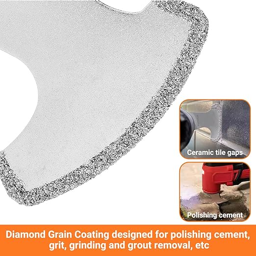 PECHAM 9PCS Diamond Oscillating Tool Blade, Multi Tool Blades Kits for Grout Removal and Soft Tile Cut, Fit Porter Cable Black & Decker Rockwell Ridgid Ryobi Milwaukee Chicago Craftsman