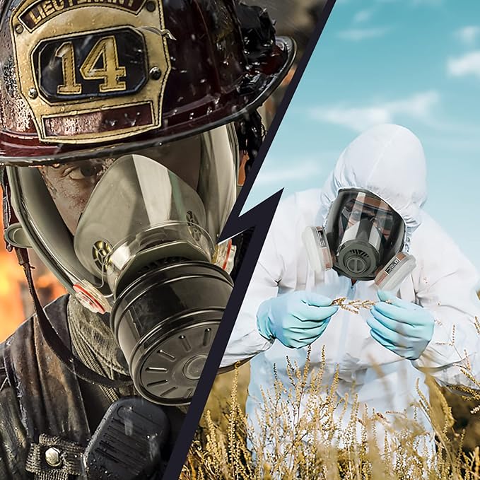 Gas Masks Survival Nuclear and Chemical - 2Pack Full Face Gas Mask with 40mm Activated Carbon Filter & 6001 Filter - Reusable Respirator Mask for Chemicals Gases Vapors Paint Dust