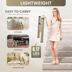 GameGem 2 Step Ladder, Aluminum Folding Step Stool with Anti-Slip Sturdy and Wide Pedal, Lightweight Portable Stepladder for Home and Kitchen Use Space Saving, 330 lbs, Champagne Gold