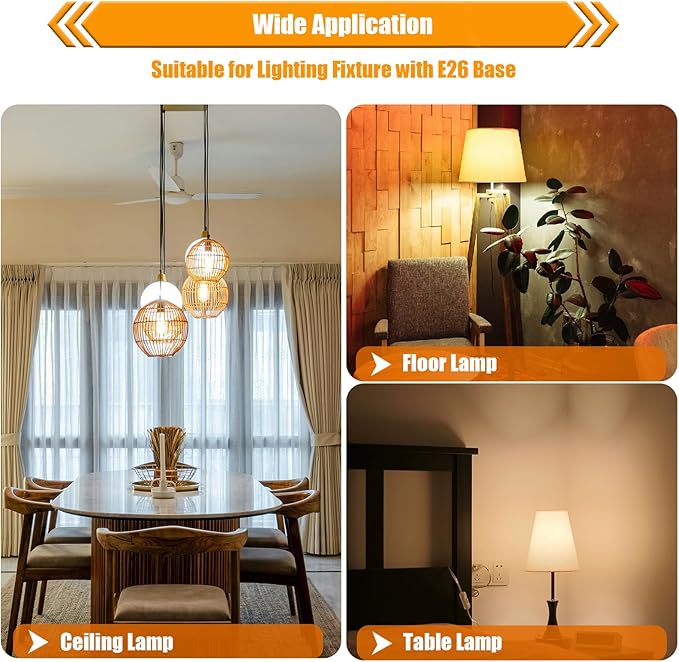 4 Pack Soft White LED Edison Bulbs 40W Equivalent, ST19 4W LED Vintage Light Bulbs for Ceiling Lights, 90 CRI, 450LM, E26 Base, Non-Dimmable, 2700K