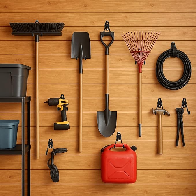 8 Pack Garage Hooks, Garage Tool Organizer Wall Mount, Heavy Duty for Utility Organizer, Steel Utility Garage Hooks for Ladders, Garden Tools, Bike