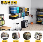 4Pack 1.64x4ft Adjustable Metal Garage Wall Shelving Heavy Duty Garage Storage Shelf Wall Mounted Black