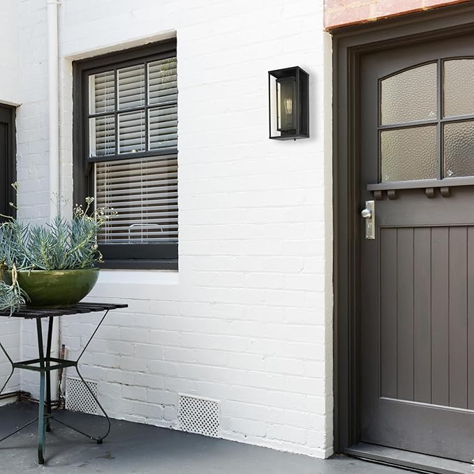 GLOBE Electric 44228 Montague 1-Light Outdoor Wall Sconce, Bronze, Clear Glass Shade,44228