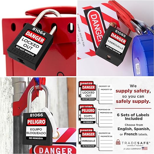 TRADESAFE Lockout Tagout Locks Set - 10 Black Lockout Locks Keyed Different, 2 Keys Per Loto Lock, OSHA Compliant Lock Out Tag Out Padlocks, Safety Padlocks for Electrical Lockout Tag Out Kits