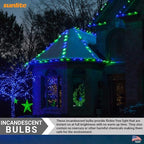 Sunlite Incandescent C9 Colored Night Light Bulb, 7 watts, 120 Volts, Intermediate E17 Screw Base, 2000 Rated Hours, Christmas-Lights Nightlight, Transparent Blue, 25 Pack