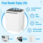 INTERGREAT Portable Washing Machine with Longer Hose, Twin Tub Washer Mini Compact Laundry Machine with Drain Pump, 16lbs Portable Washer Dryer Combo for Dorms, Apartments, Grey