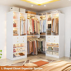 10FT Closet System with 4 Drawers, 120" Closet Organizer System with 6 Hanging Robs & Reversible Hanging Shelving, Closet Systems for Walk-in Closets, Load 2000+LBS, White 2 Pack