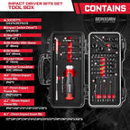 42Pcs Tools Set Packaged with Heavy-duty Tool Box, Include Screwdriver Bits, Bit Holder, Sockets, Socket Adapter, Step Drill, Socket Driver and Ratchets Screwdriver for Home Repairs