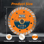 4-1/2 Inch Diamond Cutting Blade, Turbo Rim for Angle Grinder Circular Saw Cutter Wheel Dry Wet for Masonry/Concrete/Brick/Stone, 7/8"-5/8" Arbor (115mm, 3 PCS)