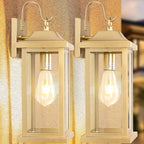 17 Inch Large Gold Outdoor Sconces Wall Lighting 2-Pack, Exterior Light Fixtures IP65 Waterproof Anti-Rust, Brass Porch Lights Clear Glass Outdoor Coach Lanterns Outside Wall Mounted Lamps