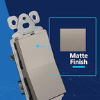 LIDER Minimalist Design Matte Finish Lighted Decorator Switch, Frameless Paddle Light Switch with Locator Light, Grounding Screw, 3-Way or Single Pole, 15A 120V, UL Listed, LS15-3W-NK, Nickel