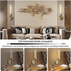 Brass Wall Sconces Set of Two 19.48'' Knurled Texture Indoor Wall Light Fixtures, Bathroom Vanity Light Fixtures with Clear Glass, Modern Wall Lamp for Living Room Hallway (Bulb Included)