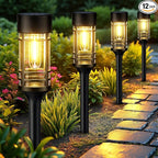 LETMY 12 Pack Solar Pathway Lights Outdoor, Solar Lights Outdoor Waterproof IP65, Bright Solar Garden Lights Outdoor, Auto On/Off Outdoor Solar Lights for Yard Walkway Driveway Landscape Garden Decor