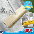 LOLA Deck Scrub Brush Outdoor Broom, Durable Bristles Remove Dirt, Grime, Grout, Leaves, Snow on Patios, Decks, Wet or Dry, 1 Pack