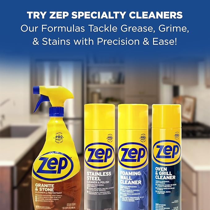 Zep Stainless Steel Cleaner and Polish - 14 oz (Case of 12) ZUSSTL14 - Protects Metal Surfaces From Fingerprints, Soil & Water Spots