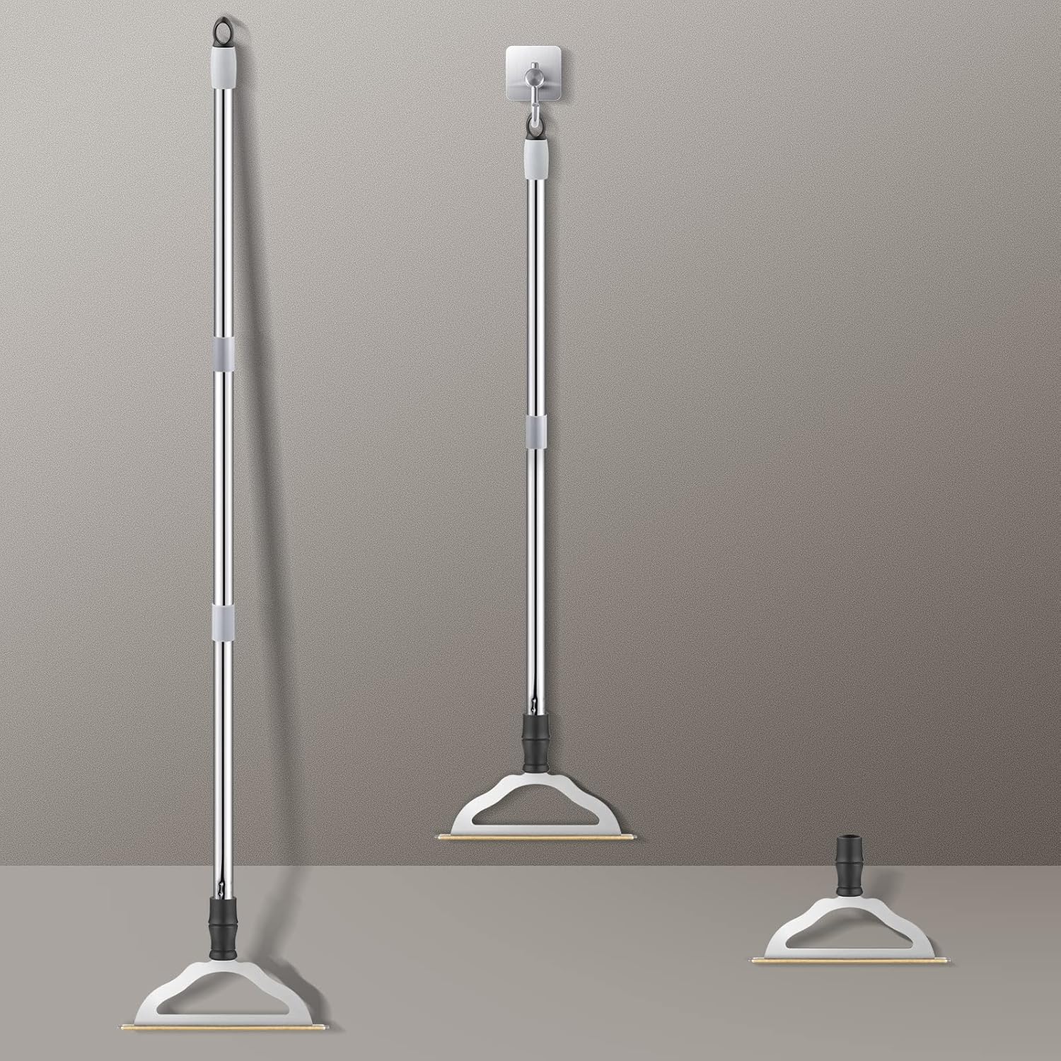 47“ Adjustable Long Handle Carpet Rake Pet Hair Remover, Reusable Large Metal Lint Remover Brush for Embedded Fur Removal from Low Pile Rugs Stairs, Carpet Brush Scraper Dog Cat Hair Remover Broom