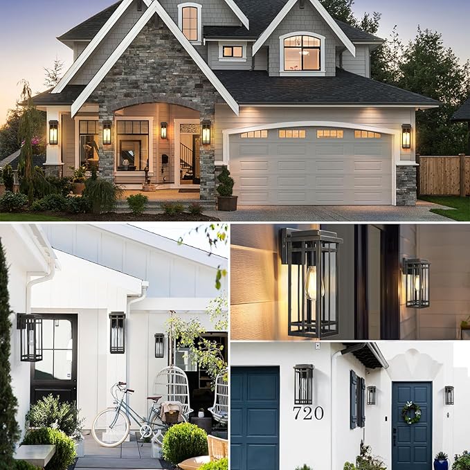 13.8'' Outdoor Wall Light Fixtures 2 Packs, Porch Lights Outdoor Lighting for House, Exterior Lighting Fixtures Wall Lantern, Waterproof Modern Outside Sconce for Garage, Oil-Rubbed Bronze (No sensor)