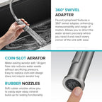 KRAUS Torak Pull Down Kitchen Faucet in Spot-Free Stainless Steel with 2 Function Sprayer, Pre-Attached Water Lines, and Mounting Hardware, KPF-2840SFS