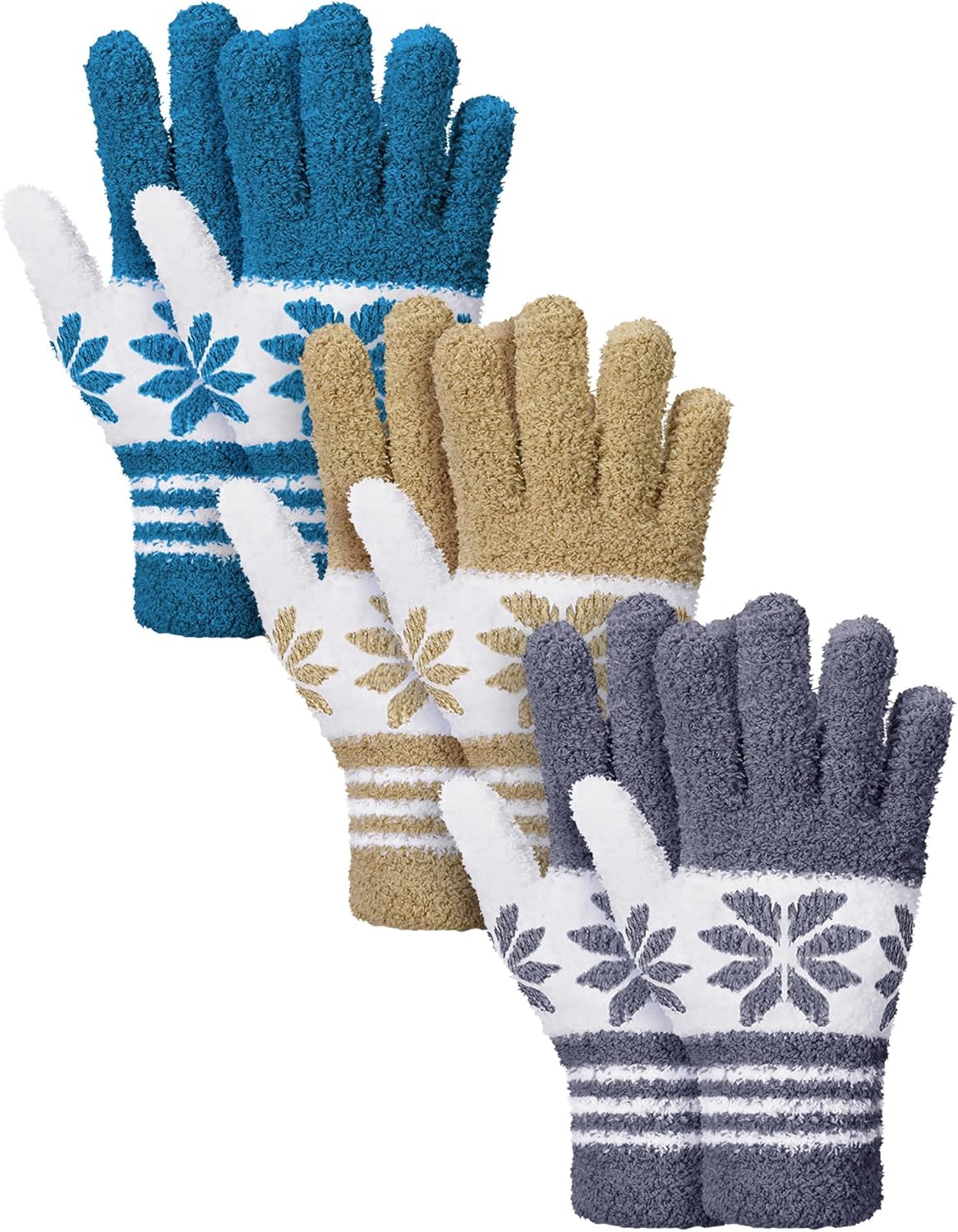 Patelai 3 Pairs Microfiber Plant Dusting Gloves Leaf Cleaning Gloves for Indoor Plants, Blinds, Furniture, House(Gray, Dark Blue, Khaki, White,Large)